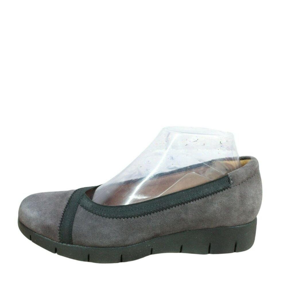 Clarks Artisan Daelyn Hill Gray Suede Slip On Casual Wedge Pump Shoes Size 8 M